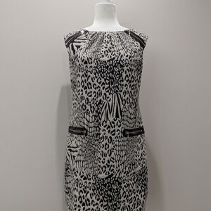 Nine West Black and White Animal Patterned Dress